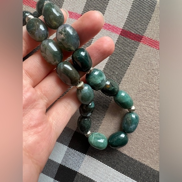 Soapstone Green Smooth Oval Beaded Eclectic Maximalism Chunky Necklace - Picture 2 of 10